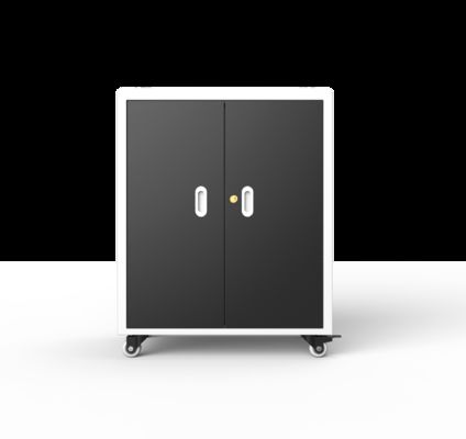 ตู้ชาร์จแล็ปท็อปพร้อมเต้ารับไฟ AC 30 ช่อง พร้อมพัดลมระบายความร้อน ช่องระบายอากาศ และล้อมาตรฐานทางการแพทย์ของเยอรมัน