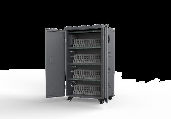 รถเข็นชาร์จแท็บเล็ต 64 ช่อง พร้อมระบบป้องกันความปลอดภัย 8S และพัดลมระบายความร้อน