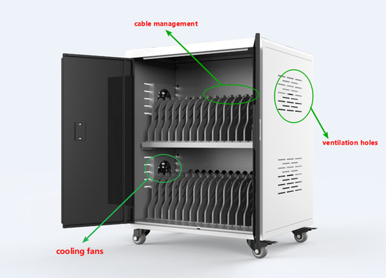 Anheli 2 Shelves Chromebook สถานีชาร์จรถเข็นสำหรับห้องเรียน CCC